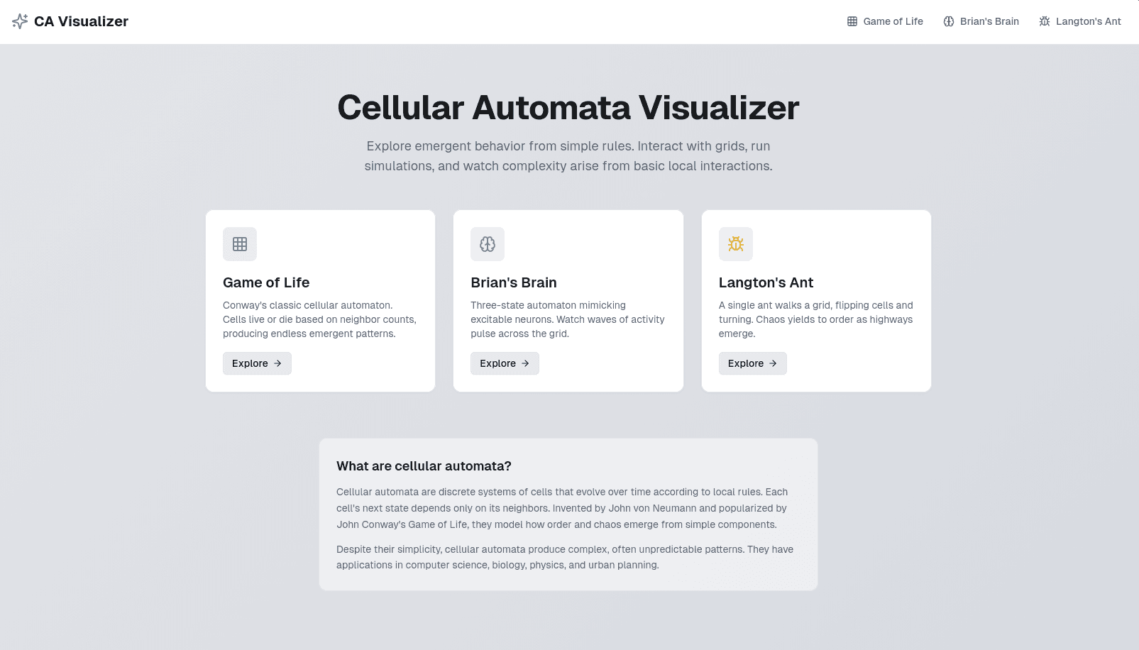 Cellular Automata Visualizer